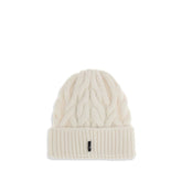 Moncler Grenoble White Fleece Wool Beanie
